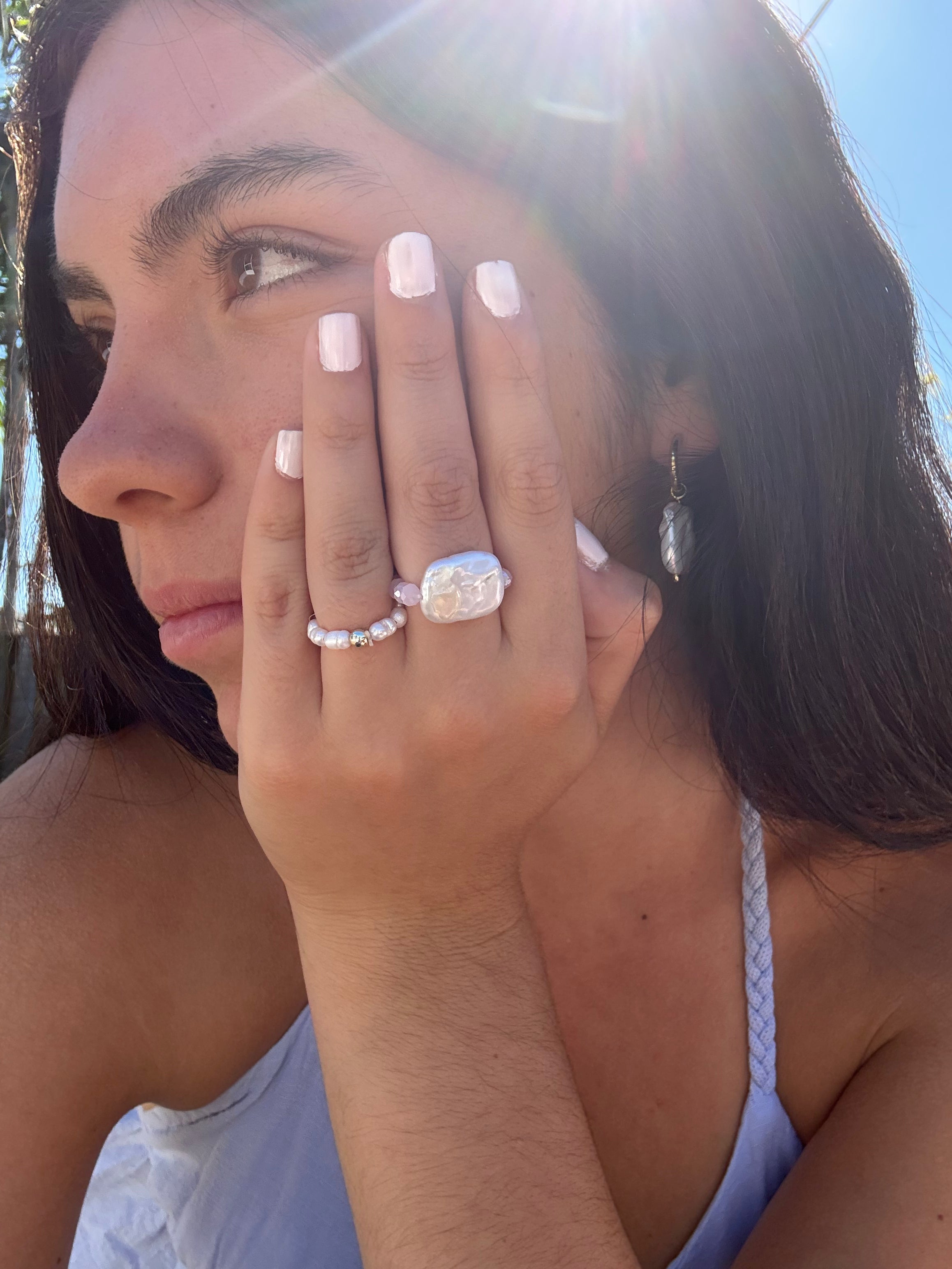 Rectangular Freshwater Pearl Ring